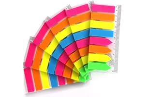 FANDAMEI 6 Packs Index Tabs - 960 Pcs PET Colorful Translucent Rectangle and Arrow Sticky Notes Flags, Sticky Page Markers with 12 cm Measurement Used as Reading Label Bookmarks