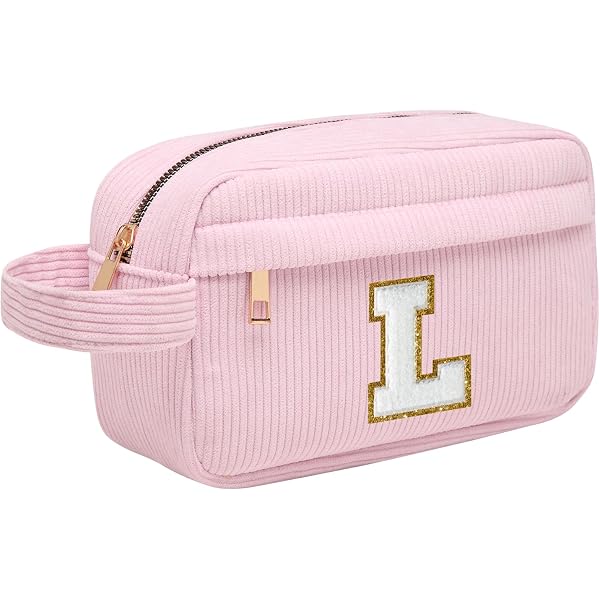 MAGEFY Mini Kosmetiktasche Aus Cord – Personalisierte Buchstaben, 12x13 Cm, Mit Innentaschen – Beige