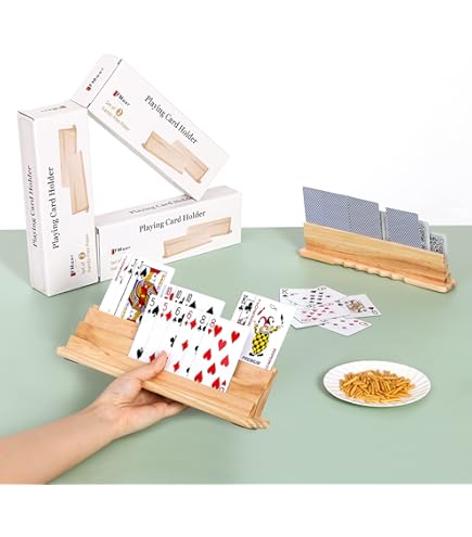 2 stuks kaarthouders voor kinderen, speelkaarthouder, speelkaarten, handsfree, kaarthouder, houten handen, pokerhouder voor kinderen, senioren, volwassenen, gehandicapten (D