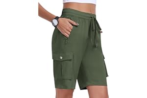 MoFiz Szorty damskie, krótkie spodenki na lato, spodenki cargo, spodnie trekkingowe, krótkie, lekkie, oddychające, sportowe szorty z 6 kieszeniami