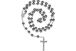 HERDEAR Rosenkranz Kommunion Halskette Perlen Katholische Kreuz Halskette für Herren Frauen Kreuzkette Heilige Kommunion Gastgeschenk für Mädchen Jungen Schwarze