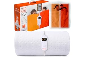 Warmer Electric Blanket - Double Size, Maximum Coverage, Left & Right Dual Heating Zones, 9 Heat Setting, 2 & 10 Hour Timer - Double Size (160 X 137cm)
