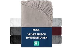 ‎DREAMZIE DREAMZIE Premium Frottee Spannbettlaken 180 x 200-200x200, Cashmere-Touch Bettlaken Jersey Fleece Spannbetttuch Laken, Taupe