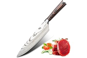 NOA HOME DECO Profesjonalny nóż kuchenny ze stali nierdzewnej, nóż szefa kuchni i nóż uniwersalny ze stali węglowej, super ostre ostrze, ergonomiczny uchwyt (długość ostrza: 20 cm)