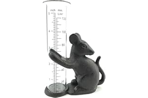 Crispe home & garden Regenmesser - Maus - dekorativ und robust - zum Hinstellen - Niederschlagsmengenmesser aus Glas und Gusseisen - Wetterstation - wetterfest für den Garten