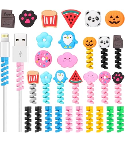 6 PCS kabel chomper, kabel beten schattig Cartoon dier beet opladen kabel beschermer USB-kabel