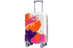CBA Cabin Luggage 55x40x20 Approved – Small Carry-On Suitcase, Lightweight ABS+PC Hard Shell with Removable + Spare Wheel, TSA Lock, Built-in Cup Holder – Splash Design – 55x38x24cm
