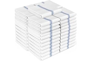 Zeppoli Tea Towel Set- 45 Pack White Kitchen Towels –100% Natural Cotton Dish Catering Towels- Soft and Absorbent Flour Sack Towels Makes Them Great Bar Cloth Towels