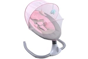 Balancelle Transat Bebe Electrique,Musique Chaise à Bascule BéBé Rocker Bluetooth USB(4 piles AA) Berceau Swing Balancelle Bebe Electrique Fur Aged 0-12 Months BéBé Charge max 12 kg (Rose)