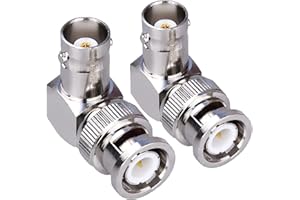 TUOLNK 2 Pack BNC Male to BNC Female Elbow Adapter 90 Degree RF Coax Adapter for Security Cameras/Extension Cable BNC Connector Right Angle