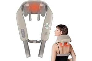 Snailax 4D Wireless Massaggiatore cervicale con calore, Massaggiatore Shiatsu per cervicale con massaggio impastante, Massaggioatore elettrico per collo, spalle, schiena e gambe, Regali (Bianco)