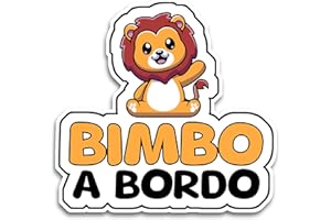 BRATIKI Bimbo a Bordo per Auto, Bambino Leo 15 x 15 cm, Baby on Board Adesivo Auto, Adesivo Bimbo a Bordo per Auto Resistente agli UV e Impermeabile, Italy Animal Sticker 7