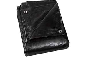 ‎GUARD SHIELD GUARD SHIELD Abdeckplane mit Ösen Wasserdicht 3m x 6m Schwarz Multifunktionale Polyester-Plane 120g/㎡ Gewebeplane Schutzplane Allzweckplane, Reißfest, UV-stabilisiert