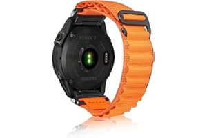 SumRioo QuickFit 22mm Bracelet pour Garmin Fenix 7/6/5/Fenix 7 Pro Solar/7 Pro/7 Solar/6 Pro Solar/6 Pro/6 Solar/5 Plus, Nylon Bracelet pour Garmin Epix 2 47mm/Forerunner 965/955/945/935, Orange
