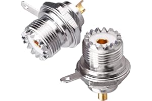 TUOLNK UHF SO239 Bulkhead Female Panel Chassis Mount Flansch Solder Cup PL259 RF Koaxialstecker Koax Antennenadapter 2er Pack