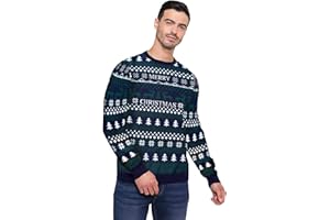 MYMIXTRENDZ Mens Christmas Threadbare Ho Ho Snow Tree Baked Red Stripe Pattern Novelty Jumper