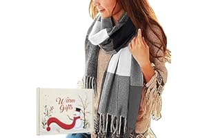 Chalier Fashion Sciarpa da Donna Confezione Regalo Invernale Quadrata Oversize Motivo Scozzese Poncho Oversize con Nappe Sciarpa alla moda per Donna Caldo Scialle in Cashmere Regalo di Natale Segreto