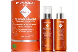 DR. DERMALUCI LAB Cofre Regalo Mujer/Hombre BIO | Hidrata, Rellena & Ilumina | 5 Acidos Hialuronicos, Hexapeptido & Vitamina C | Serum & Crema Facial (2x100ML) | Pieles Secas/Maduras/Sensibles | AIAB, Made in Italy