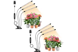 ANPSSSEN 2 Pack Luci per piante a 3 teste, luce di crescita per piante da interno, lampada di crescita a spettro completo con clip, timer di accensione e spegnimento automatico 3/9/12Hours