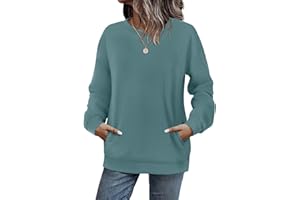 WIHOLL Sweatshirts for Women Jumpers Ladies Oversized Tops Crewneck Long Sleeve Tops with Pocket