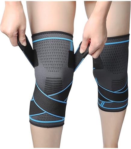 Bandage élastique Antidérapant Genouillère Réglable Goosom 1 Paire - Compression élastique Sport - Taille XXL Gris Genouillère De Soutien