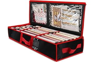 Darryy Organizer per Carta Regaloa Tessuto Oxford 600D Resistente agli Strappi (33 x 14 x 6 Pollici), Contenitore Sottoletto, Borsa Portaoggetti con Tasche Interne per Fiocchi (nero)