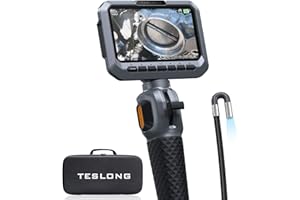 Teslong Two-Way Articulating Borescope, 5.5mm Slim Probe Endoscope Inspection Camera, 5.0'' Inspection Camera with Light, 5FT Flexible Snake Scope for Automotive, HVAC & Mechanics