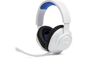 JBL Quantum 360P Cuffie Gaming Over Ear Wireless Bluetooth per PlayStation, Cancellazione Attiva del Rumore, Microfono a Braccio Rimovibile, Audio 3D, Compatibili con Mac e Nintendo Switch, Bianco