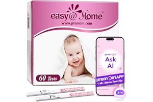 Easy@Home 60 Graviditetstest: Högkänsligt 10 mIU/mL - Urin hCG Teststickor för tidig upptäckt av graviditet Tillgänglig med APP Premom