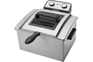 PROFI COOK ProfiCook PC-FR 1038 freidora doble, 2 cestas pequeñas y 1 grande, 5 litros de capacidad, filtro permanente de olores y vapores de grasa, 3000 vatios, carcasa de acero inoxidable