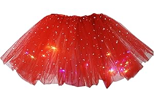 Oyolan Tutu Jupe LED Lumineuse Fille Enfant Etoile Paillette Jupe Brillante Tulle Tutu Ballet Princesse Jupe Danse Performance Scène Spectacle 3-8 Ans