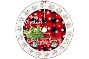 BSNRDX Weihnachtsbaum Teppich 90CM Runde Baumdecke Weihnachtsbaumständerhüllen Weihnachtsbaum Decke Christbaumdecke Tannenbaum Schürze Rock für Weihnachtsdekoration Rot