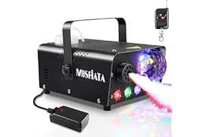 MOSFIATA Fog Machine with Disco Lights 600W Smoke Machine with Disco lights, 2300 CFM Spray, Remote Control, Perfect for Halloween, Christmas, Wedding, Party, Club, DJ Stage Effect