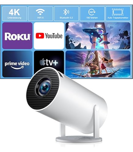 Mini Beamer, Home Cinema Beamer met Auto Keystone, 4K/200 ANSI Video