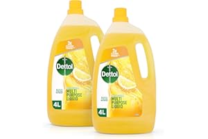 Dettol Citrus Surface Cleaner 2x4L - Multi-Purpose Antibacterial Disinfectant for Floors, Kitchen, Grease, Sinks - Powerful Household Cleaning Liquid