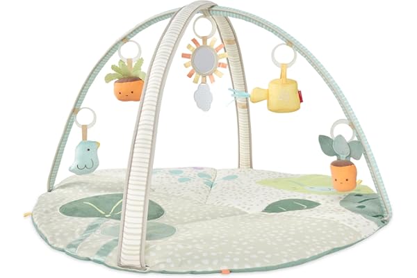 Skip Hop - Tapis d'Éveil et de Jeux Bébé - Tapis Bébé Jardin Oasis dès la Naissance - Peluche, Animaux & Miroir Suspendus - Tapis de Jeu et d'Éveil - Musique, Sons, Texture & Exploration