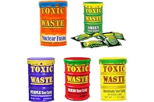 ‎GENERISCH Toxic Waste Candy 5er Pack 210g, saure Süßigkeiten - Bonbons in verschiedenen Geschmäckern Original aus USA