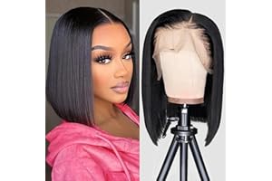 TNICE Perruque Bresilienne Cheveux Humain 13x4 Bob Lace Frontal Wig Perruque Femme Naturelle Perruque Naturelle Wig Human Hair for Black Women Couleur Bob Wigs 8 Pouces
