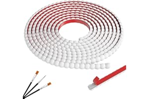 JSIWOTH Decorative Bead Pearl Wall Molding Trim, 3m Flexible PVC Peel and Stick Trim for DIY Home Décor, Bathroom Mirror Frames, Cabinet Edges, Door & Window Borders (White, W:10mm × T:5.5mm)