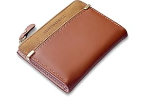 ALGUIRNEX Leather Wallet PU Small Purses for Women, Bifold Card Holder Small Ladies Purse with Zipper Coin Pocket, Women's Wallets for Cash, Cion, Card, Bill (Brown)
