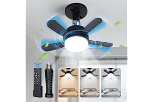 BLITZWILL Ventilatore da Soffitto con Luce, Ø38cm Ventilatori da Soffitto Silenziosi con Telecomando e Illuminazione a LED, 6 Velocità, 3 Colori Dimmerabili, Estate-Inverno, Attacco E26/E27, Timer