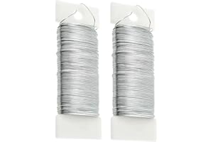 CHDZSW 2 Rollen Basteldraht Dünn 0,35mm x 100m, Schmuckdraht Silber Draht zum Basteln Blumendraht, Floristendraht Wickeldraht Basteldrähte für Handwerk Schmuckherstellung Weihnachtsdeko