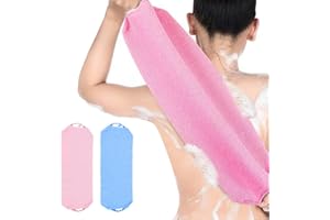 Arcjunys Rückenschrubber für Dusche Back Scrubber Peeling Rückenschrubber für Dusche Doppelseitiger Rückenpeeling Waschlappen mit Griffen zum Entfernen Abgestorbener Haut Blau Rosa 2 Stück