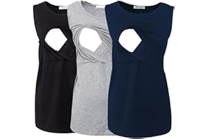 Smallshow Women's Sleeveless Maternity Nursing Clothes Breastfeeding Tank Tops 3-Pack