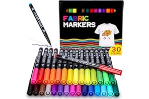 IXYDOR Lot de 30 crayons de peinture textile lavables - 30 couleurs Marque pour t-shirts, sacs en tissu, chapeaux, sacs à provisions, chaussures en toile
