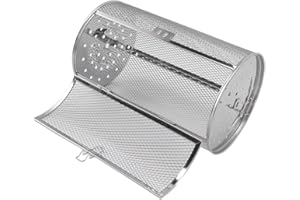 HAOFY Rolowany Kosz do Grillowania Klatka Grillowa ze Stali Nierdzewnej Okrągły Grill Siatka do Grilla na świeżym Powietrzu, do Ryb, Krewetek, Mięsa, Warzyw, Frytek (C)