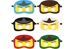 Siphus Maske Filz Kinder, 6 Stück Samurai Augenmaske, Masken Kinder als Geburtstag Mitgebsel, Maske Verkleidung für Kindergeburtstag Party, Halbmasken für Cosplay Party
