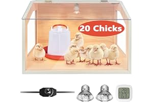 KoreTech Intelligent Brooder Box 20 Chicks with 2 Heat Lamps, Brooder Box for Small Animals,Chick/Duck/Quail/Hamster/Lizard, 16 x 12 x 12 Inch