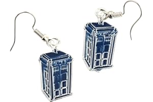 Beaux Bijoux Who Inspired Blue Phonebox Earrings - Police Box Jewellery - Doctor Fashion Earrings