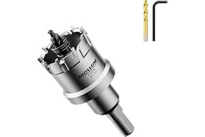 Mollom (32mm | 1-1/4'') Heavy Duty Carbide Hole Saw with 2 Pilot Drill Bits, Hole Cutter cuts Stainless Steel, mild Steel, Iron, Copper, Brass, Plastic